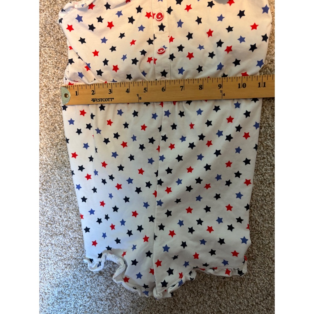 Janie & Jack Star Print Romper Girls XS 4-5 White Red Blue Patriotic Cutout Bow - Picture 7 of 7